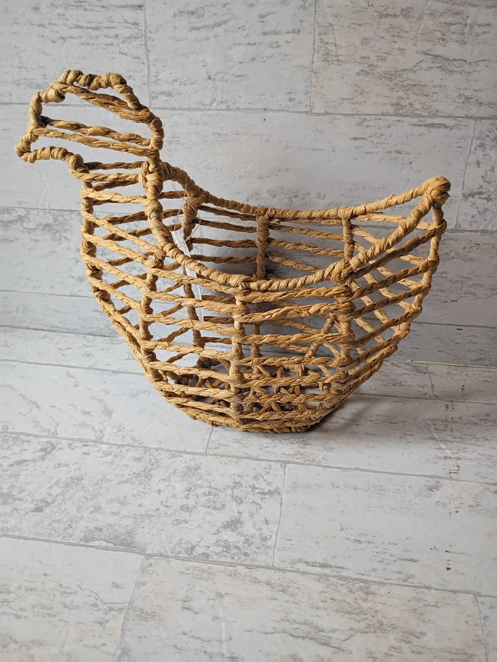 Natural Woven Chicken-Shaped Basket - Unbranded Farmhouse Core